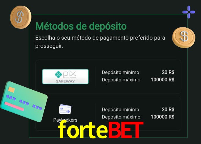 O cassino fortebet oferece uma grande variedade de métodos de pagamento